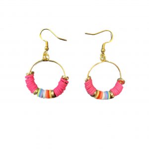 gold hoop earrings with heishi beads