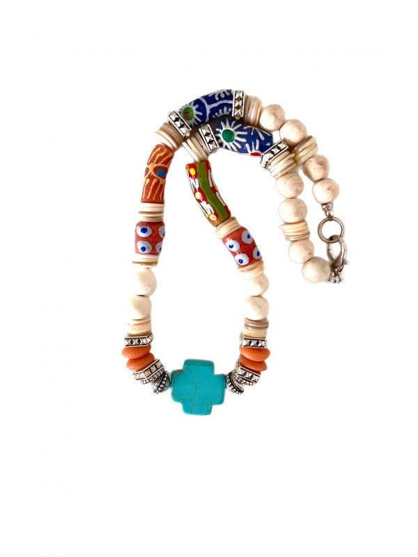 handmade necklace with Ghana glass beads