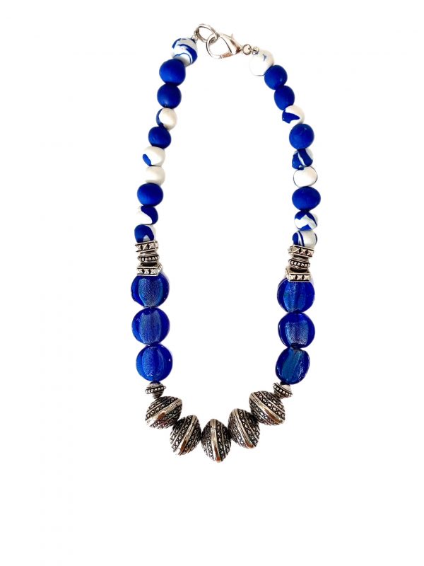 necklace with handmade clay beads from rwanda