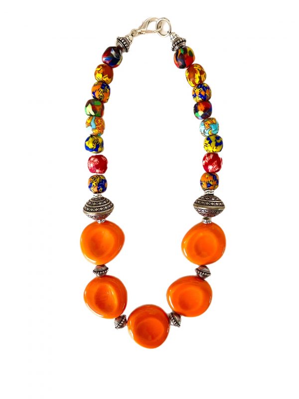 handmade beaded necklace with Ghana glassa