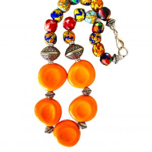 handmade beaded necklace with Ghana glass