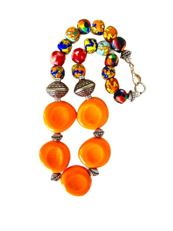 handmade beaded necklace with Ghana glass