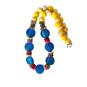 handmade necklace with Ghana Glass beads