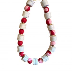 Everyday Necklace Chunky Red with white
