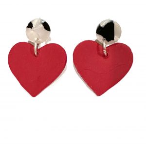 heart earrings with black and white tortoise post