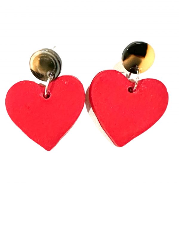 heart earrings with natural tortoise colored post