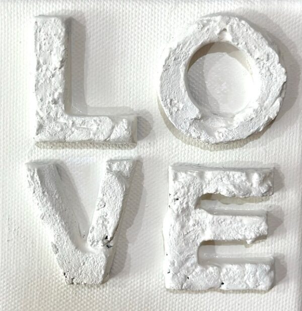 handmade letters on gallery wrapped canvas: LOVE