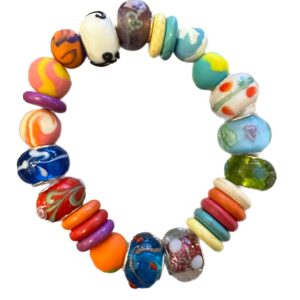 Ghana Glass, Czech Glass and Hand-Rolled Clay Beaded Bracelet