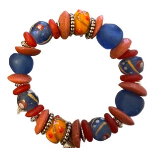 Ghana Glass and Krobo Beaded Bracelet