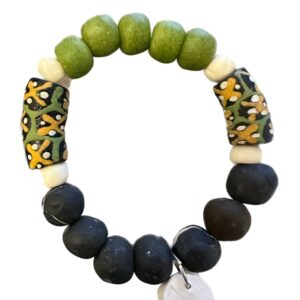 Ghana Glass, Krobo Beads and Hand-Rolled Clay Beaded Bracelet