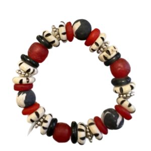 Ghana Glass and Hand-Rolled Clay Beaded Bracelet