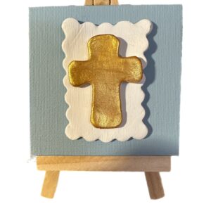 Artisanal Mini Cross on Canvas: 3"x3"