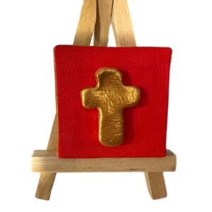 Artisanal Mini Cross on Canvas: 2"x2"